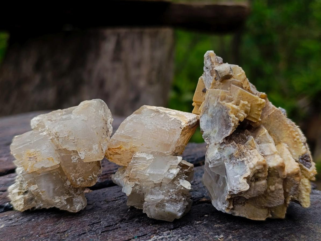 Natural Stacked Rhombohedral Calcite Specimens x 12 From Albert's Mountain, Lesotho