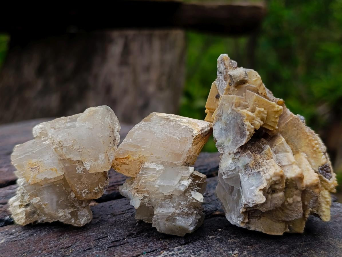 Natural Stacked Rhombohedral Calcite Specimens x 12 From Albert's Mountain, Lesotho
