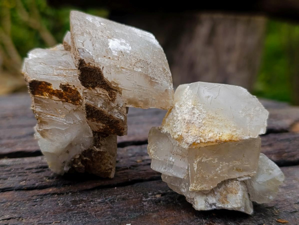 Natural Stacked Rhombohedral Calcite Specimens x 12 From Albert's Mountain, Lesotho