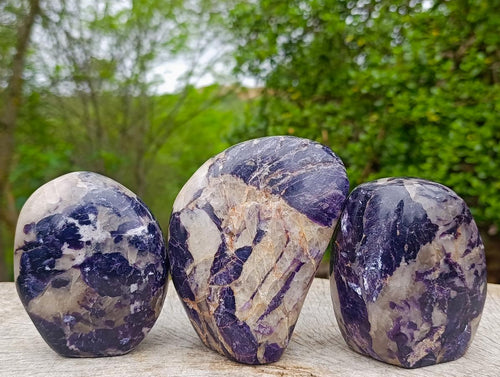 Polished Lepidolite Standing Display Pieces x 3 From Zimbabwe