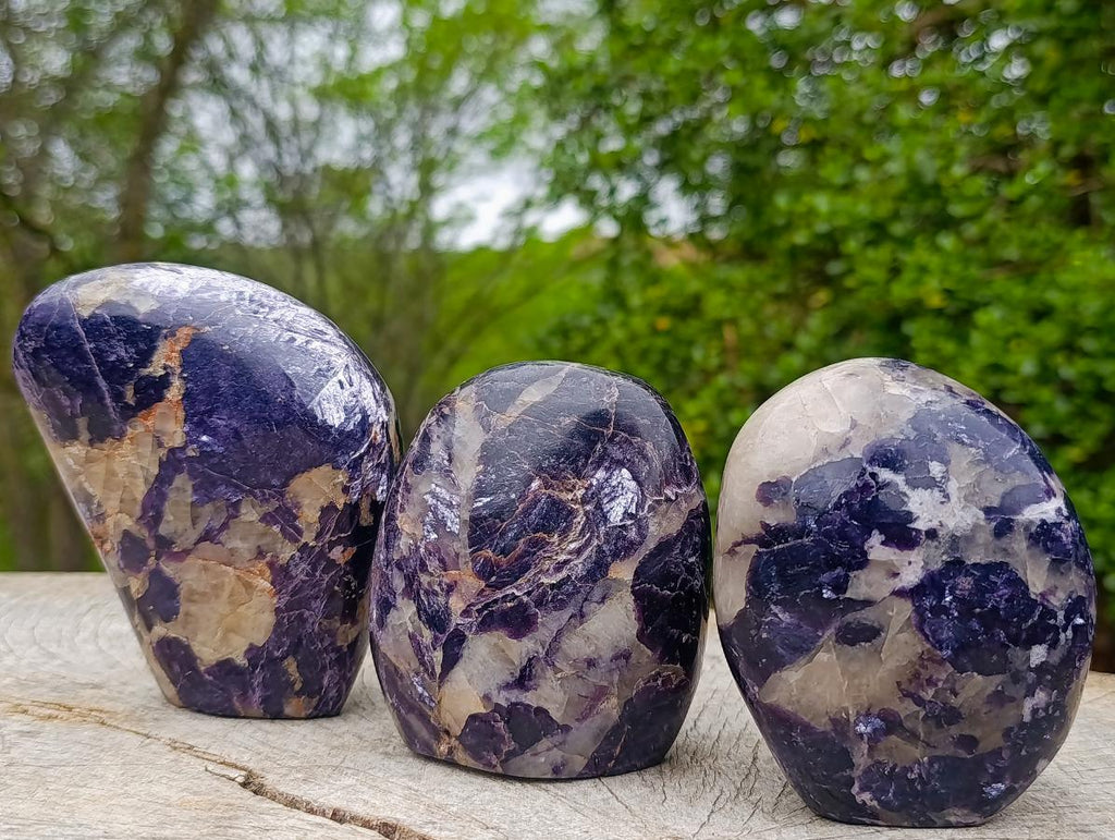 Polished Lepidolite Standing Display Pieces x 3 From Zimbabwe