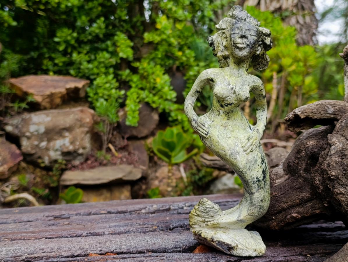 Hand Made Large Leopard Stone Mermaid Carving x 1 From Nyanga, Zimbabwe