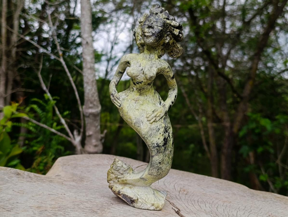 Hand Made Large Leopard Stone Mermaid Carving x 1 From Nyanga, Zimbabwe