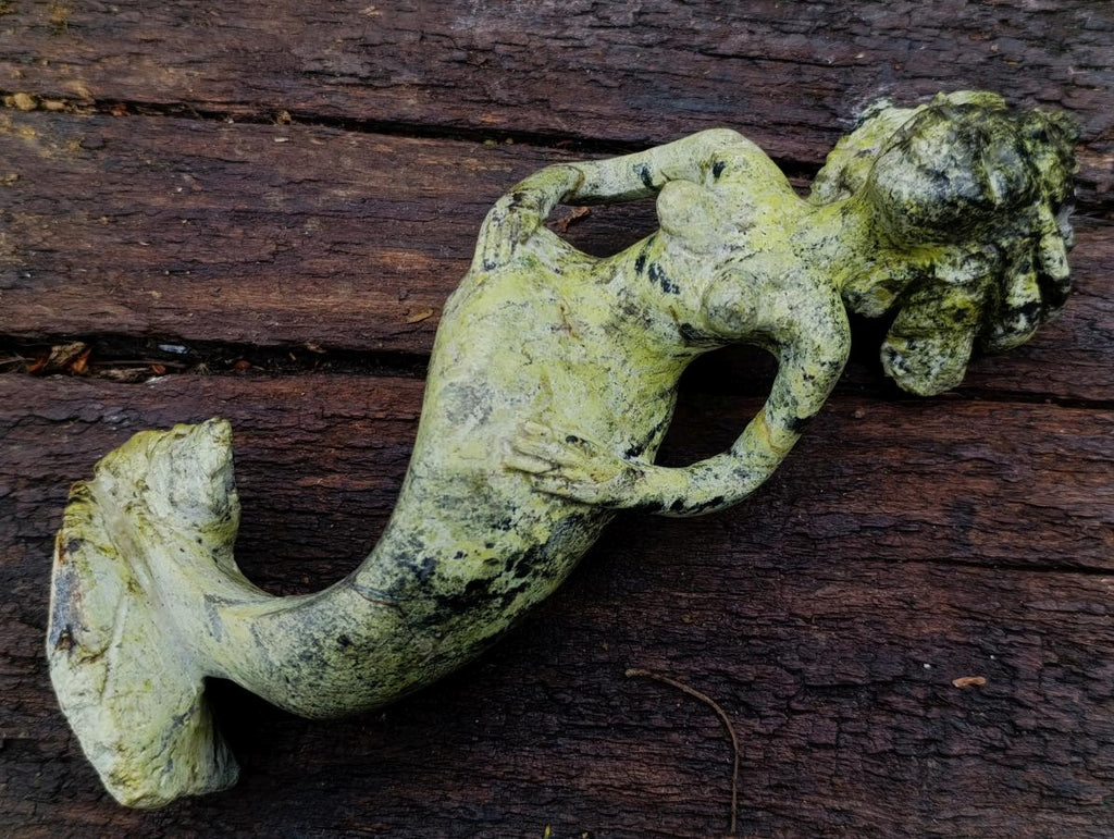 Hand Made Large Leopard Stone Mermaid Carving x 1 From Nyanga, Zimbabwe