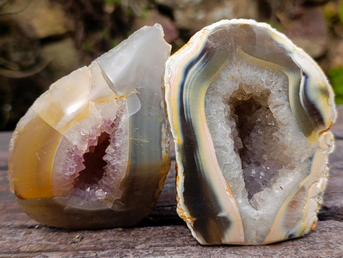 Polished and Natural Mix of Agate Amethyst Geodes x 6 From Maintirano, Madagascar