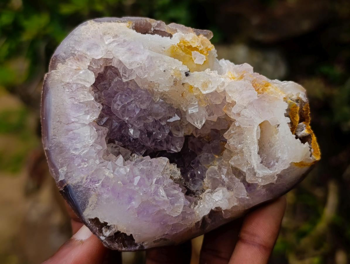 Polished and Natural Mix of Agate Amethyst Geodes x 6 From Maintirano, Madagascar