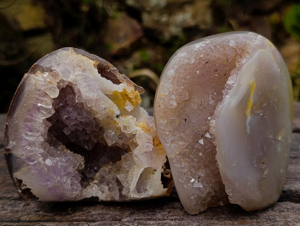 Polished and Natural Mix of Agate Amethyst Geodes x 6 From Maintirano, Madagascar