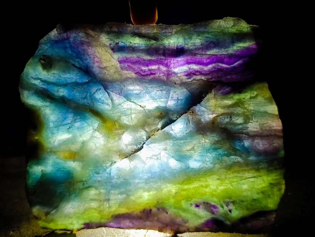 Polished and Natural Mix Watermelon Fluorite Slices x 3 From Uis, Namibia