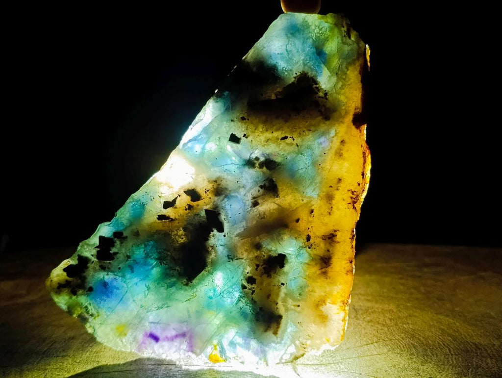Polished and Natural Mix Watermelon Fluorite Slices x 3 From Uis, Namibia
