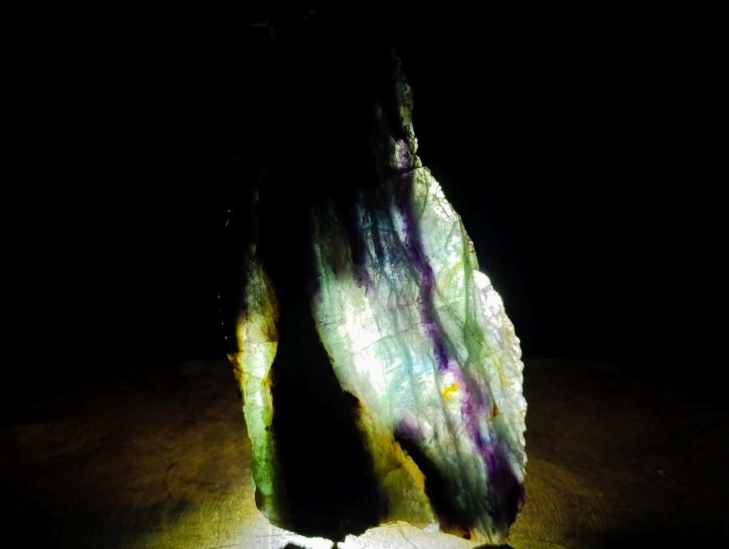 Polished and Natural Mix Watermelon Fluorite Slices x 3 From Uis, Namibia