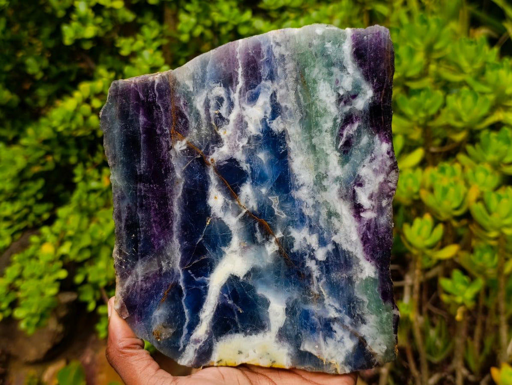 Polished and Natural Mix Watermelon Fluorite Slices x 3 From Uis, Namibia