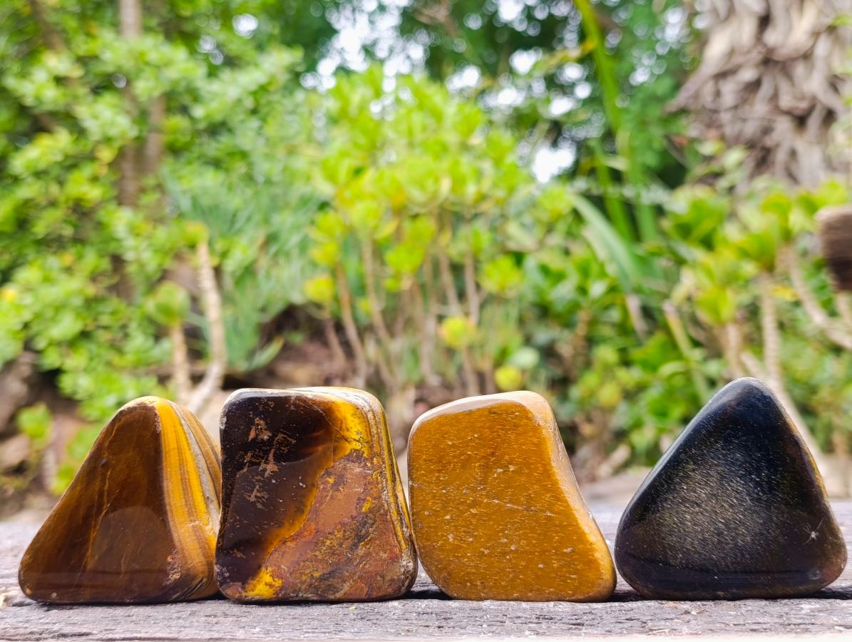 Polished Golden Tigers Eye Tumbled Free Forms x 35 From Prieska, South Africa