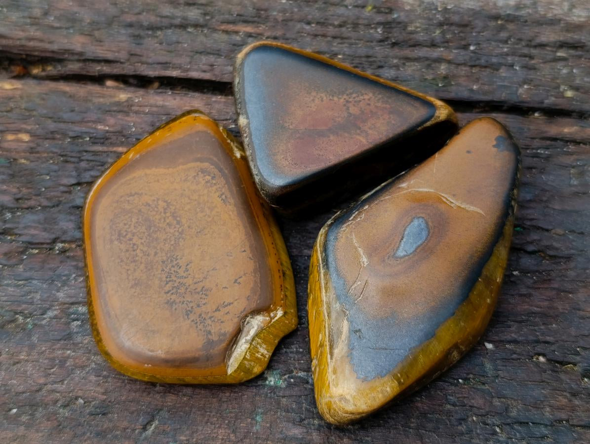 Polished Golden Tigers Eye Tumbled Free Forms x 35 From Prieska, South Africa