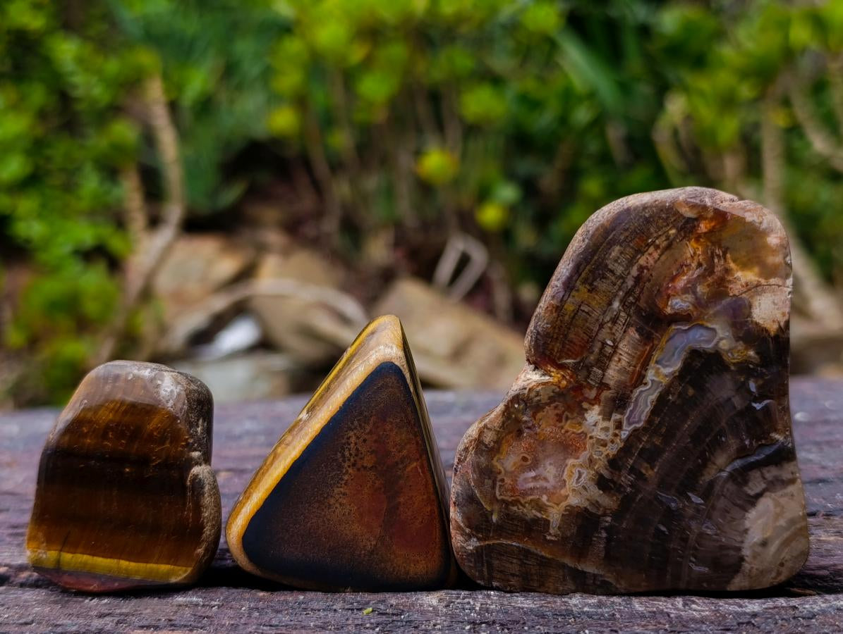 Polished Golden Tigers Eye Tumbled Free Forms x 35 From Prieska, South Africa