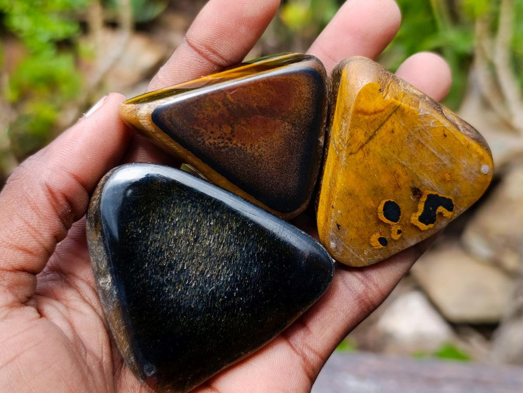 Polished Golden Tigers Eye Tumbled Free Forms x 35 From Prieska, South Africa