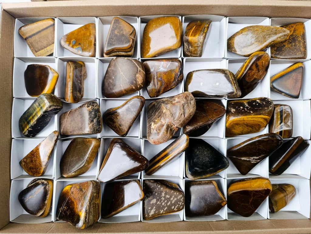 Polished Golden Tigers Eye Tumbled Free Forms x 35 From Prieska, South Africa