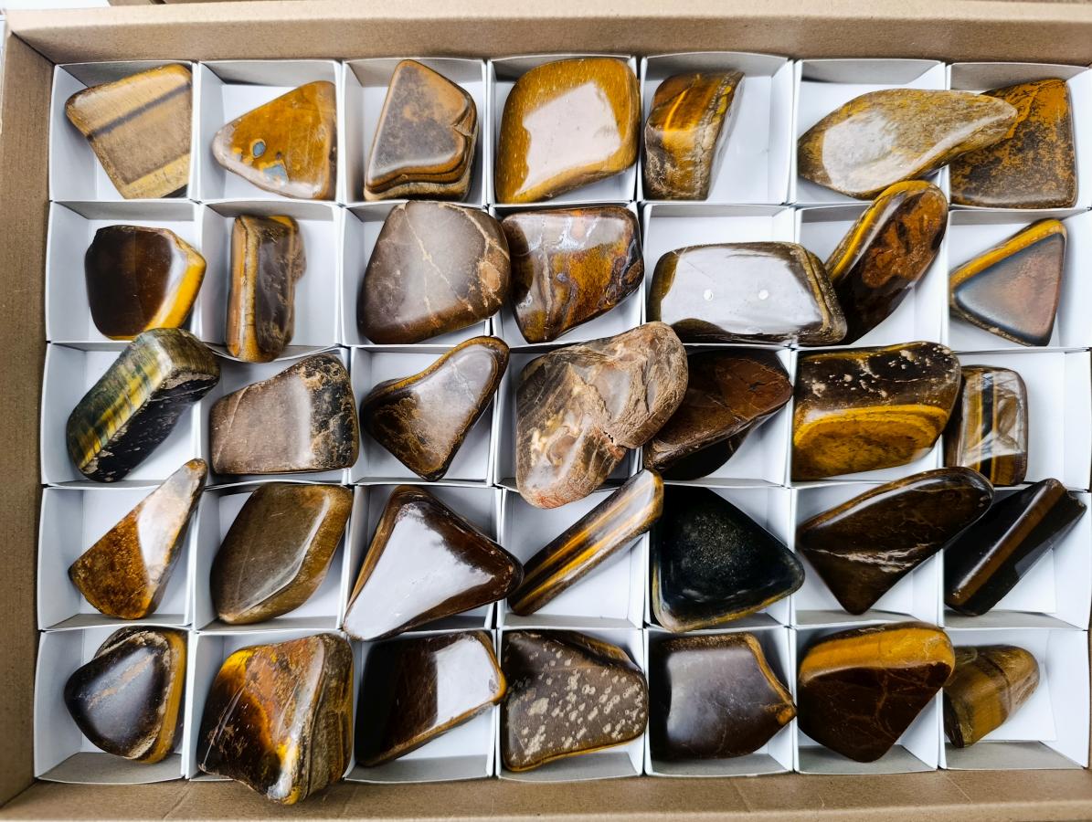 Polished Golden Tigers Eye Tumbled Free Forms x 35 From Prieska, South Africa