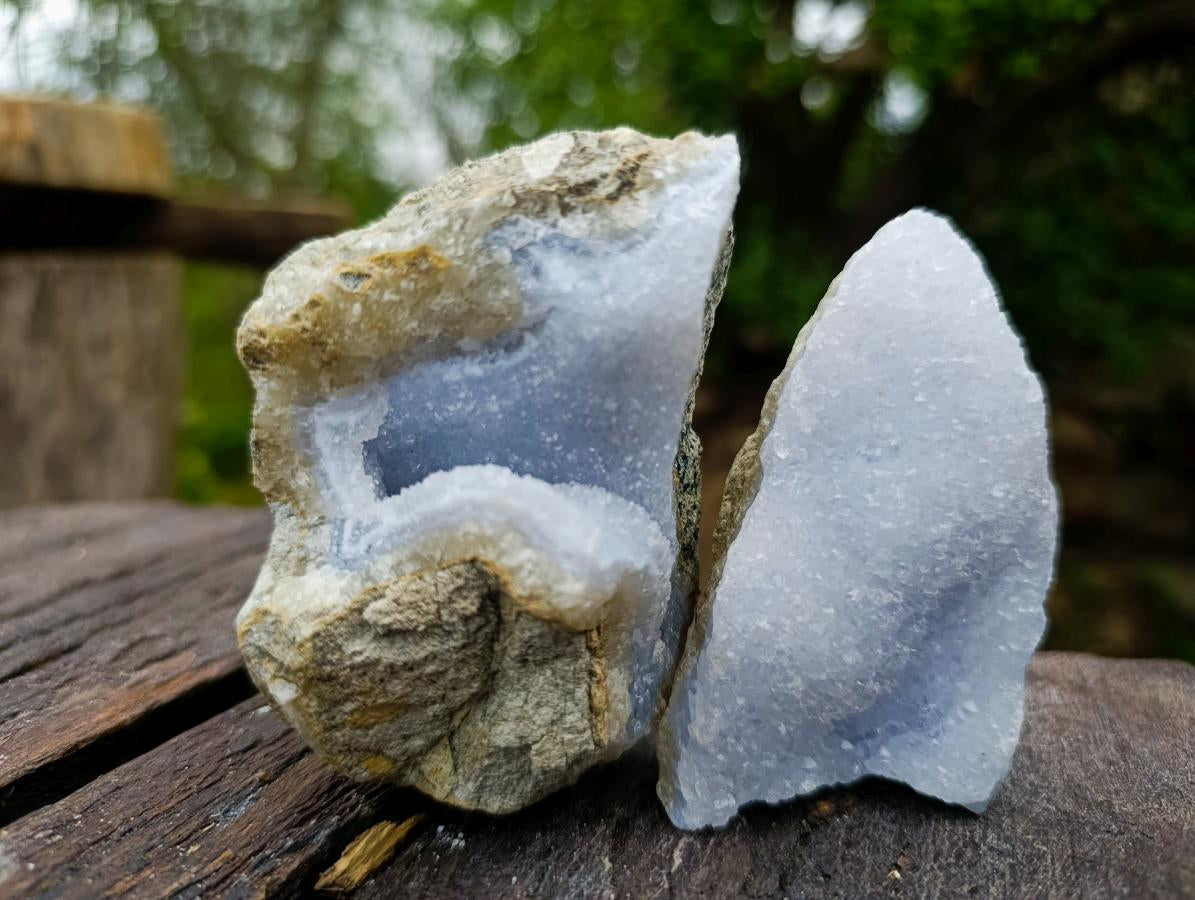 Natural Blue Lace Agate Geode Specimens x 12 From Nsanje, Malawi