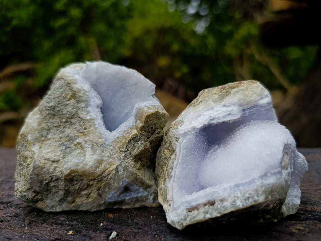 Natural Blue Lace Agate Geode Specimens x 12 From Nsanje, Malawi