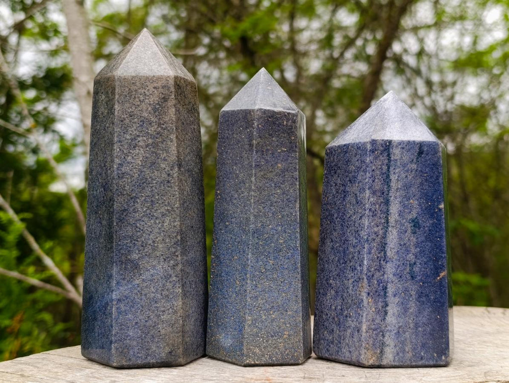 Polished Lazulite Display Crystals x 3 From Madagascar