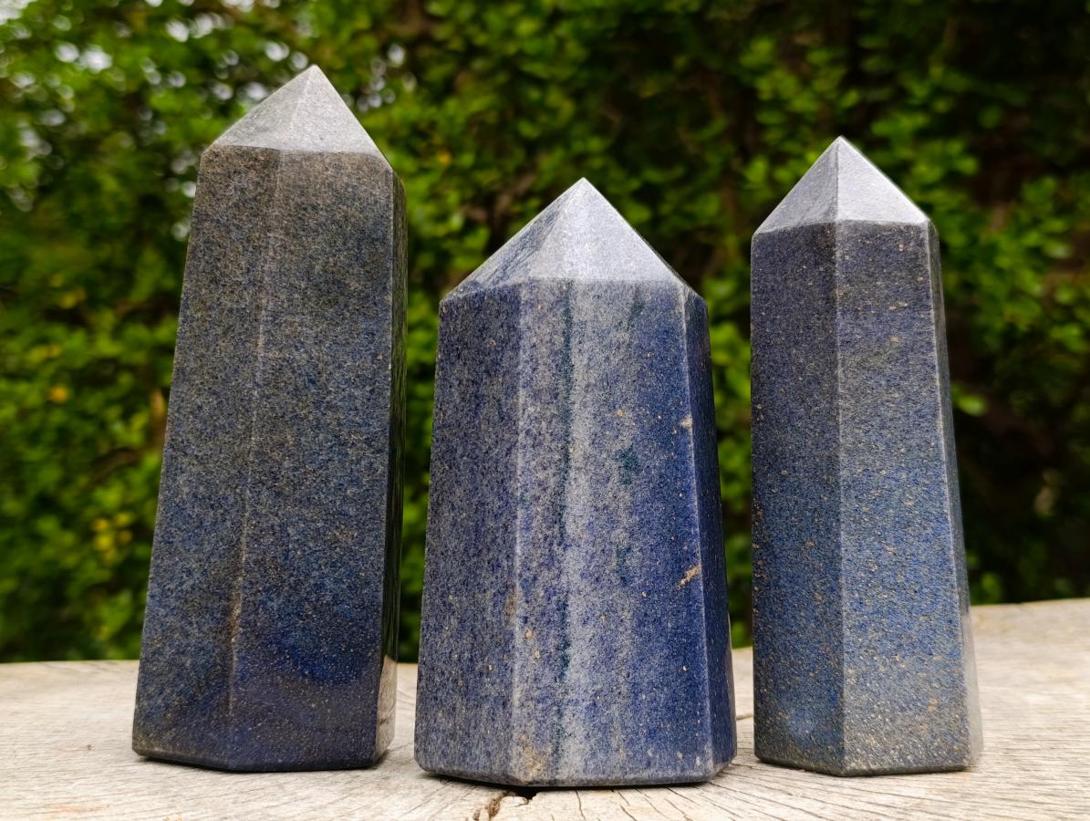 Polished Lazulite Display Crystals x 3 From Madagascar