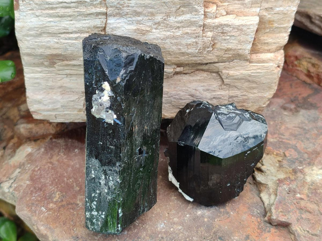 Natural Schorl Black Tourmaline Specimens with Associated Minerals x 3 From Erongo, Namibia