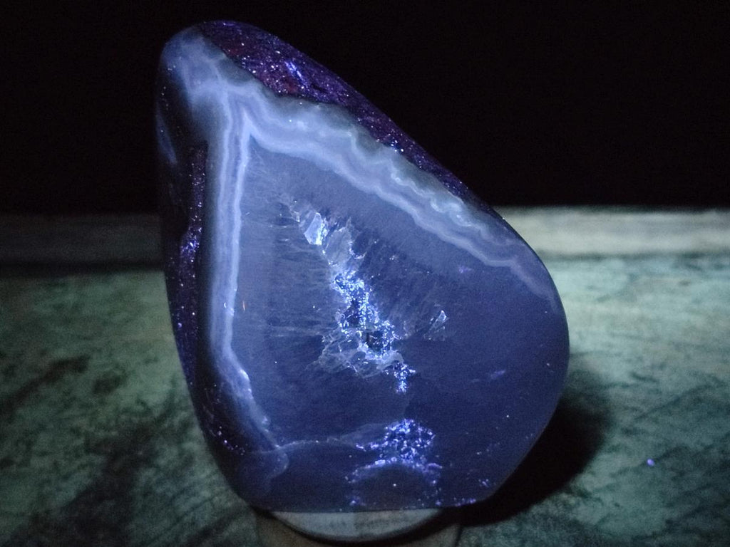 Polished and Natural Large Blue Lace Agate Standing Display Piece x 1 From Nsanje, Malawi