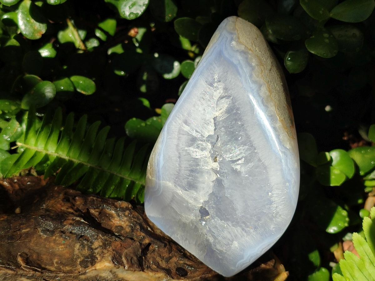 Polished and Natural Large Blue Lace Agate Standing Display Piece x 1 From Nsanje, Malawi