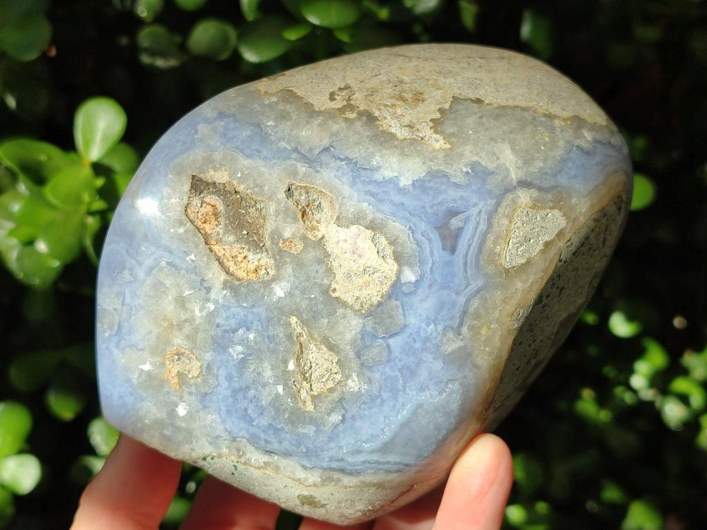 Polished and Natural Large Blue Lace Agate Standing Display Piece x 1 From Nsanje, Malawi