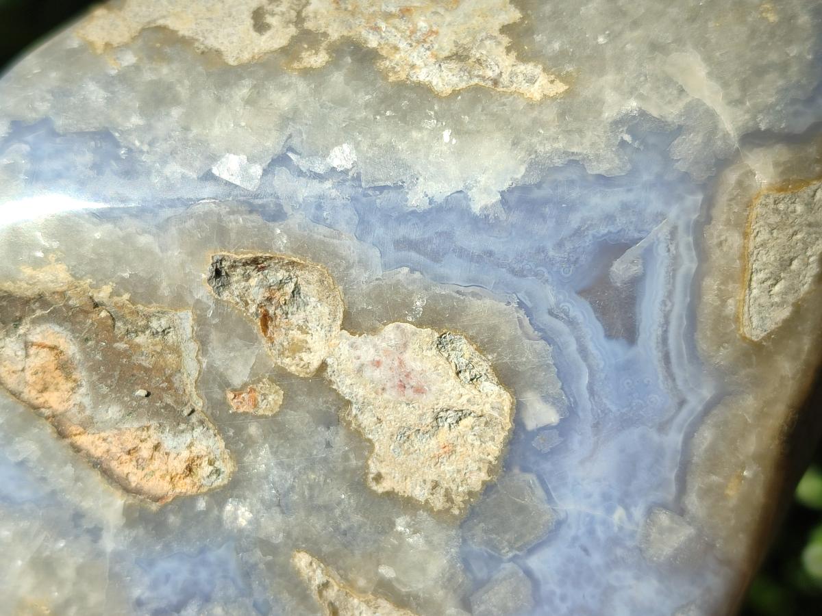 Polished and Natural Large Blue Lace Agate Standing Display Piece x 1 From Nsanje, Malawi