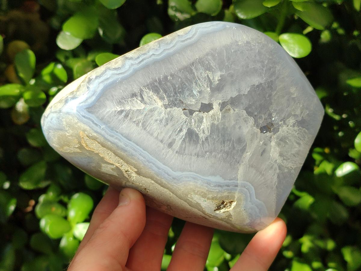 Polished and Natural Large Blue Lace Agate Standing Display Piece x 1 From Nsanje, Malawi