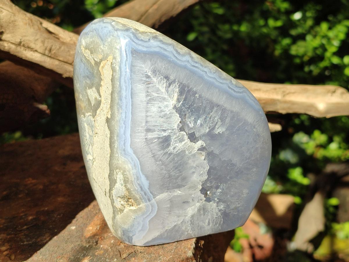 Polished and Natural Large Blue Lace Agate Standing Display Piece x 1 From Nsanje, Malawi