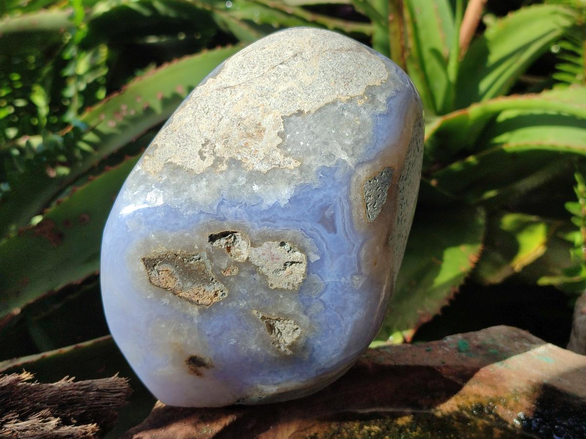 Polished and Natural Large Blue Lace Agate Standing Display Piece x 1 From Nsanje, Malawi