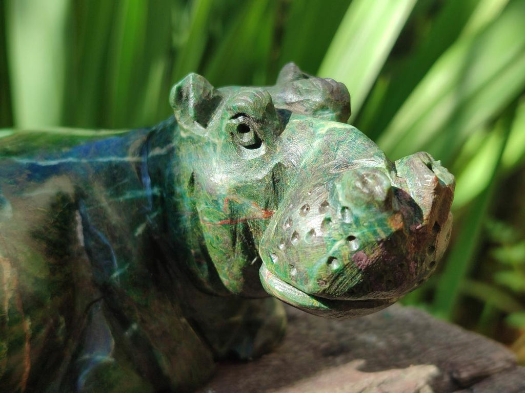 Hand Made Verdite Hippos Carvings x 2 From Zimbabwe