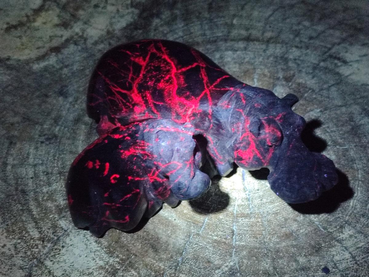 Hand Made Verdite Hippos Carvings x 2 From Zimbabwe