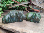 Hand Made Verdite Hippos Carvings x 2 From Zimbabwe