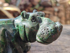 Hand Made Verdite Hippos Carvings x 2 From Zimbabwe