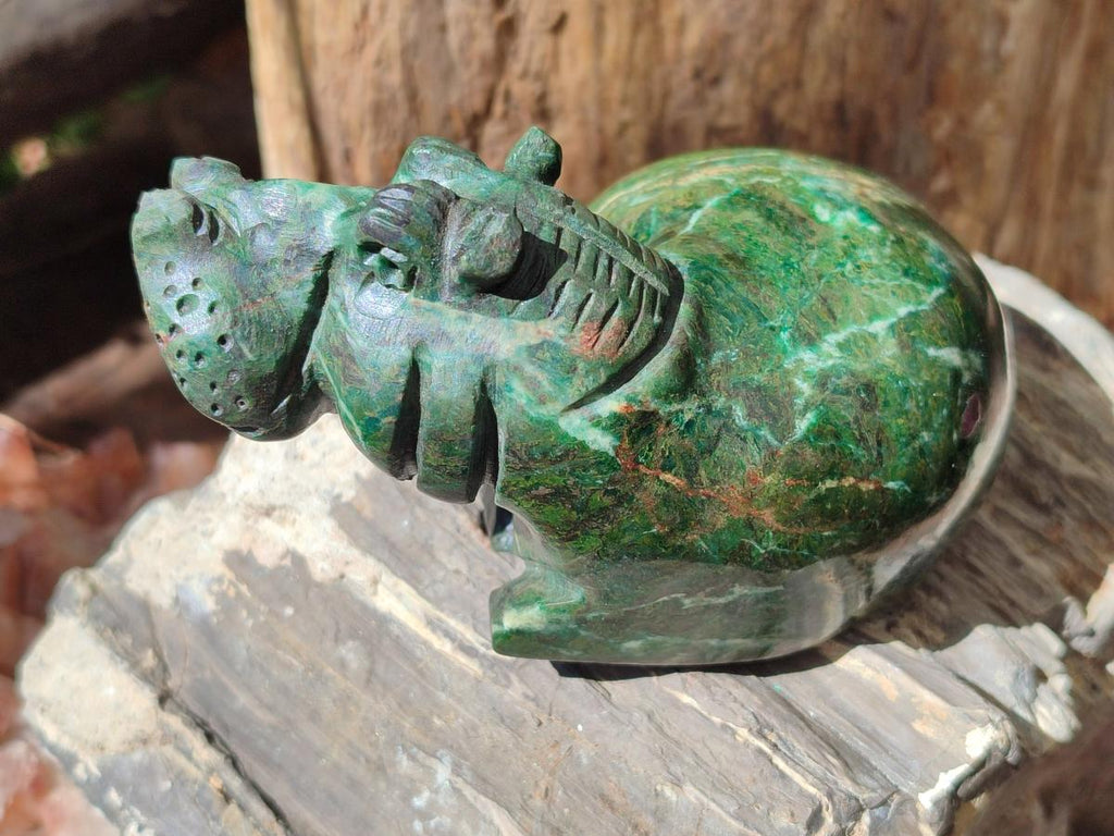 Hand Made Verdite Hippos Carvings x 2 From Zimbabwe