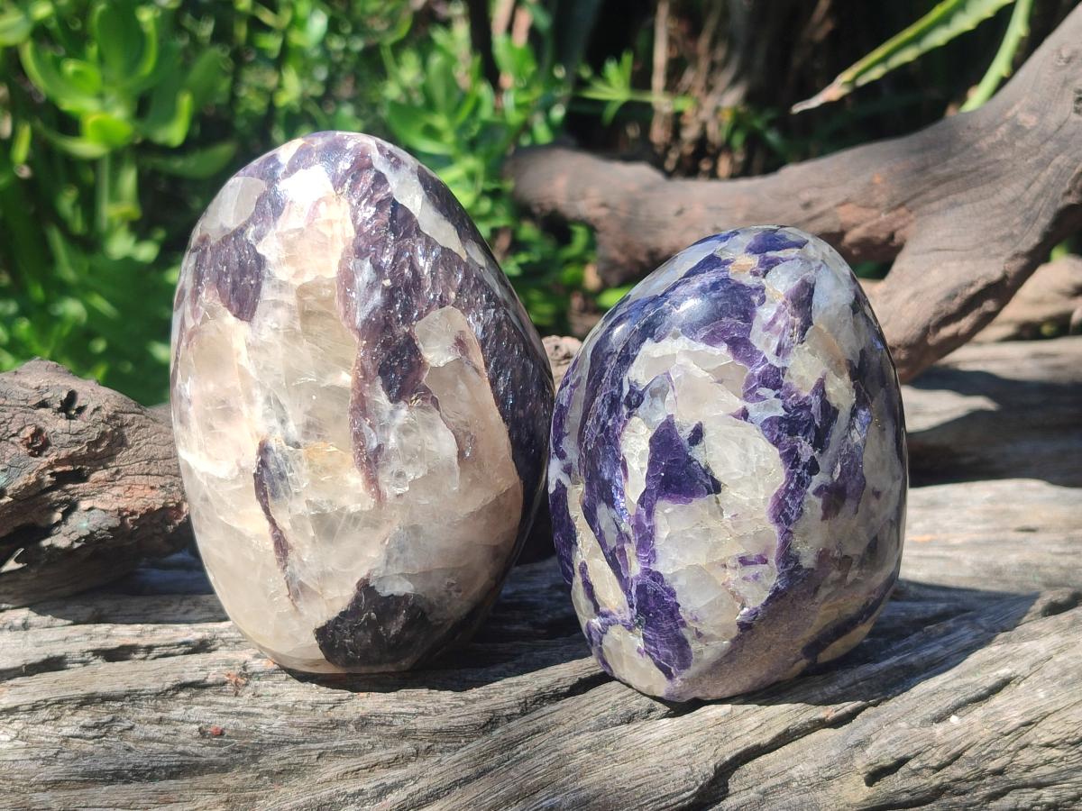 Polished Lepidolite Standing Display Pieces x 3 From Zimbabwe