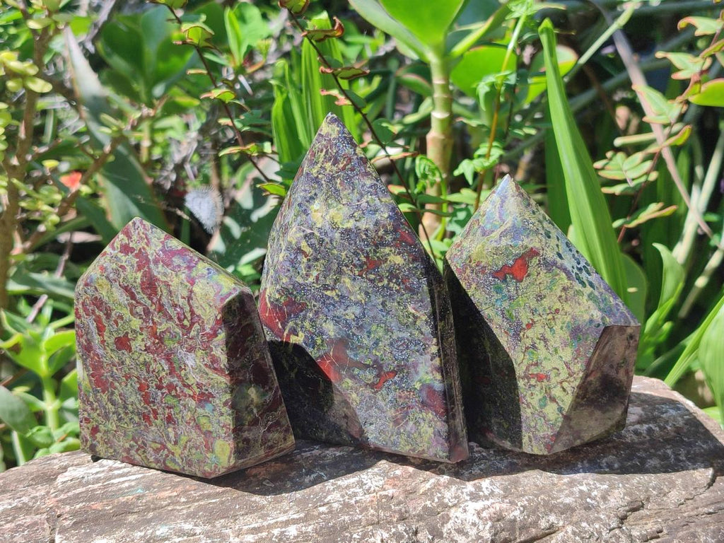 Polished Bastite Dragonsblood Stone Display Crystals x 3 From Tshipise, South Africa