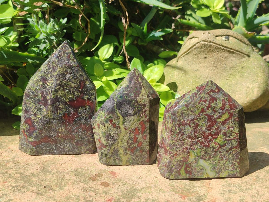 Polished Bastite Dragonsblood Stone Display Crystals x 3 From Tshipise, South Africa