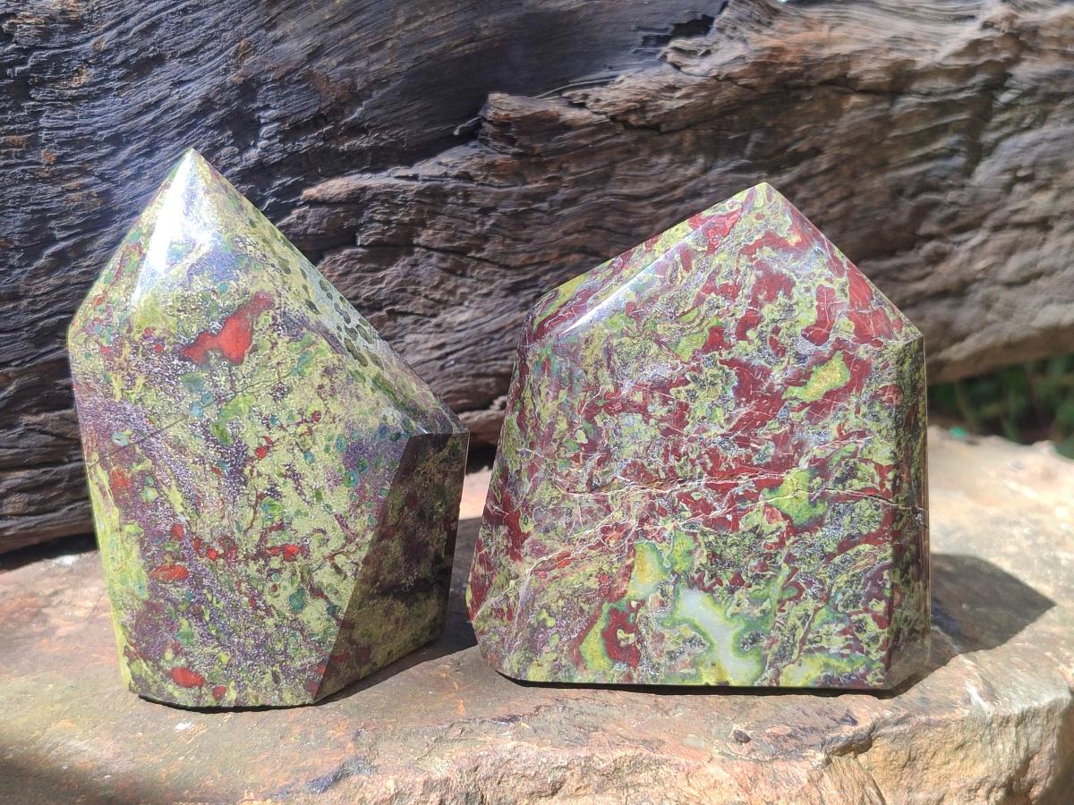 Polished Bastite Dragonsblood Stone Display Crystals x 3 From Tshipise, South Africa