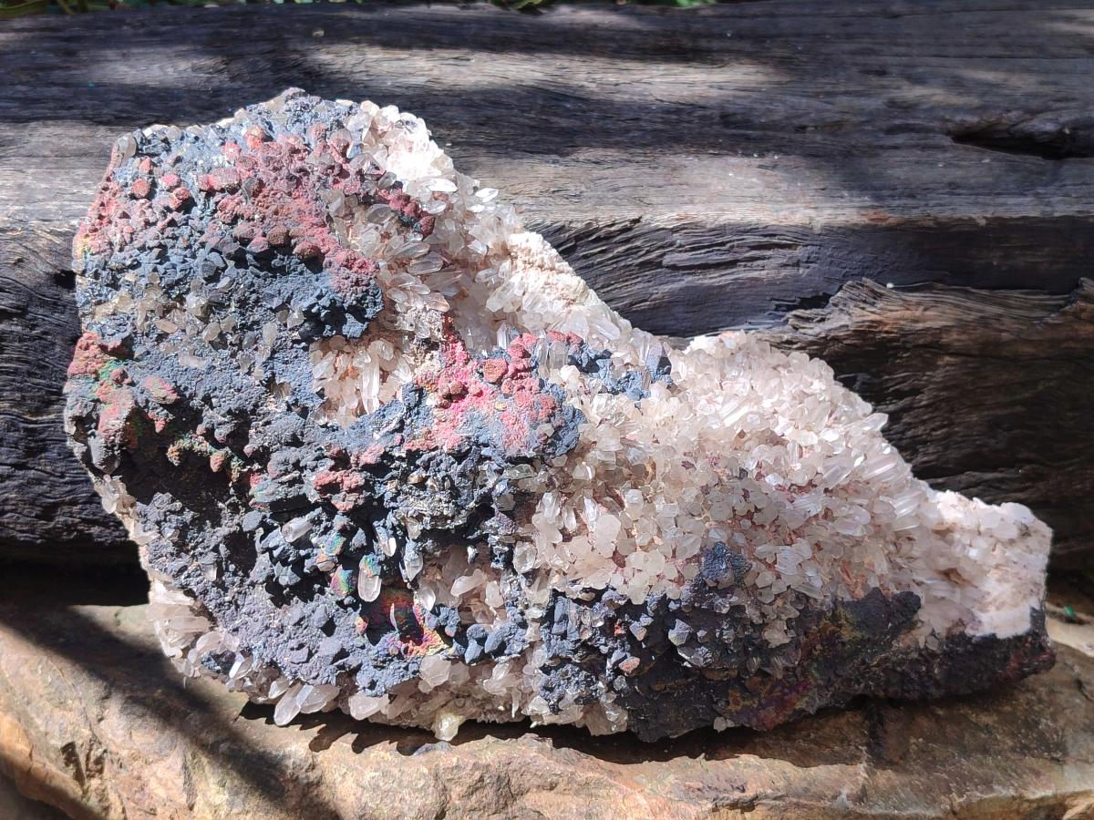 Natural Large Goethite Coated Blacknite Quartz Cluster x 1 From Madagascar