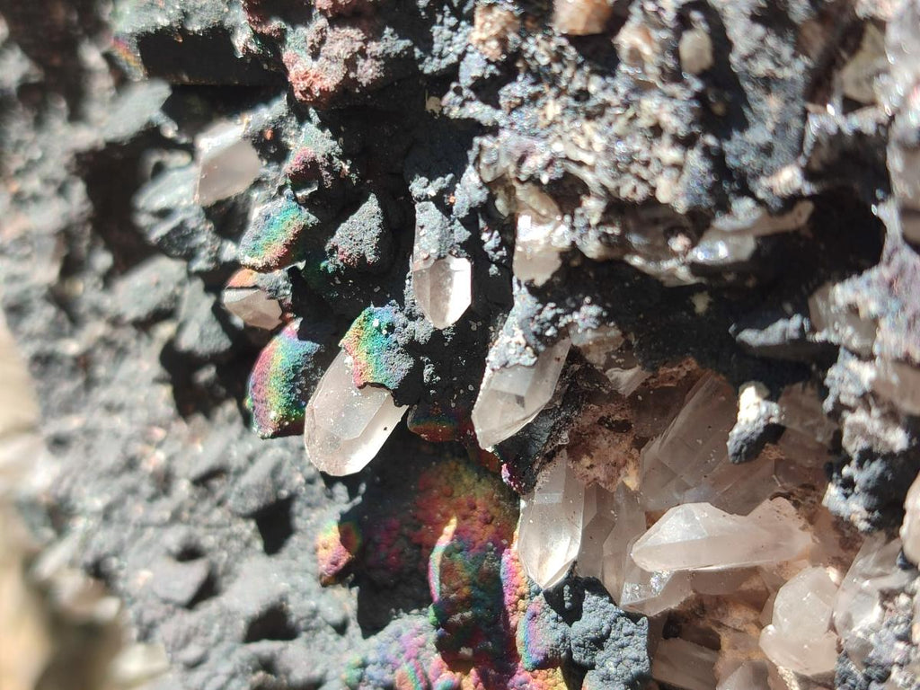 Natural Large Goethite Coated Blacknite Quartz Cluster x 1 From Madagascar