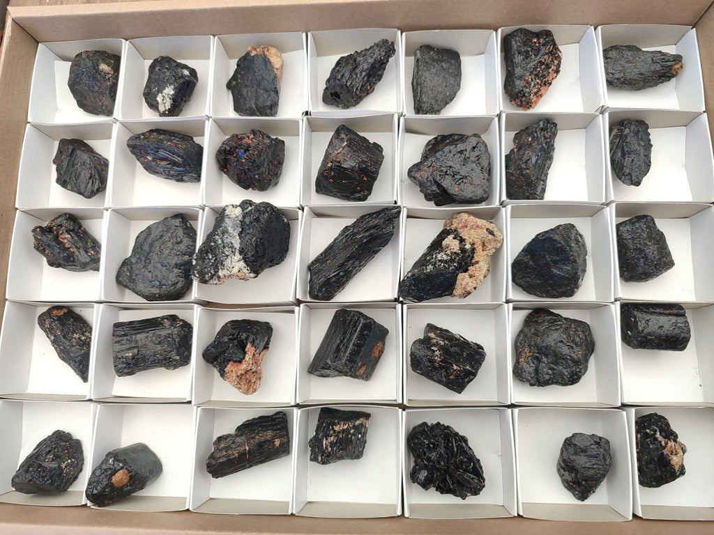 Natural Rough Black Tourmaline Crystals x 35 From Zambia