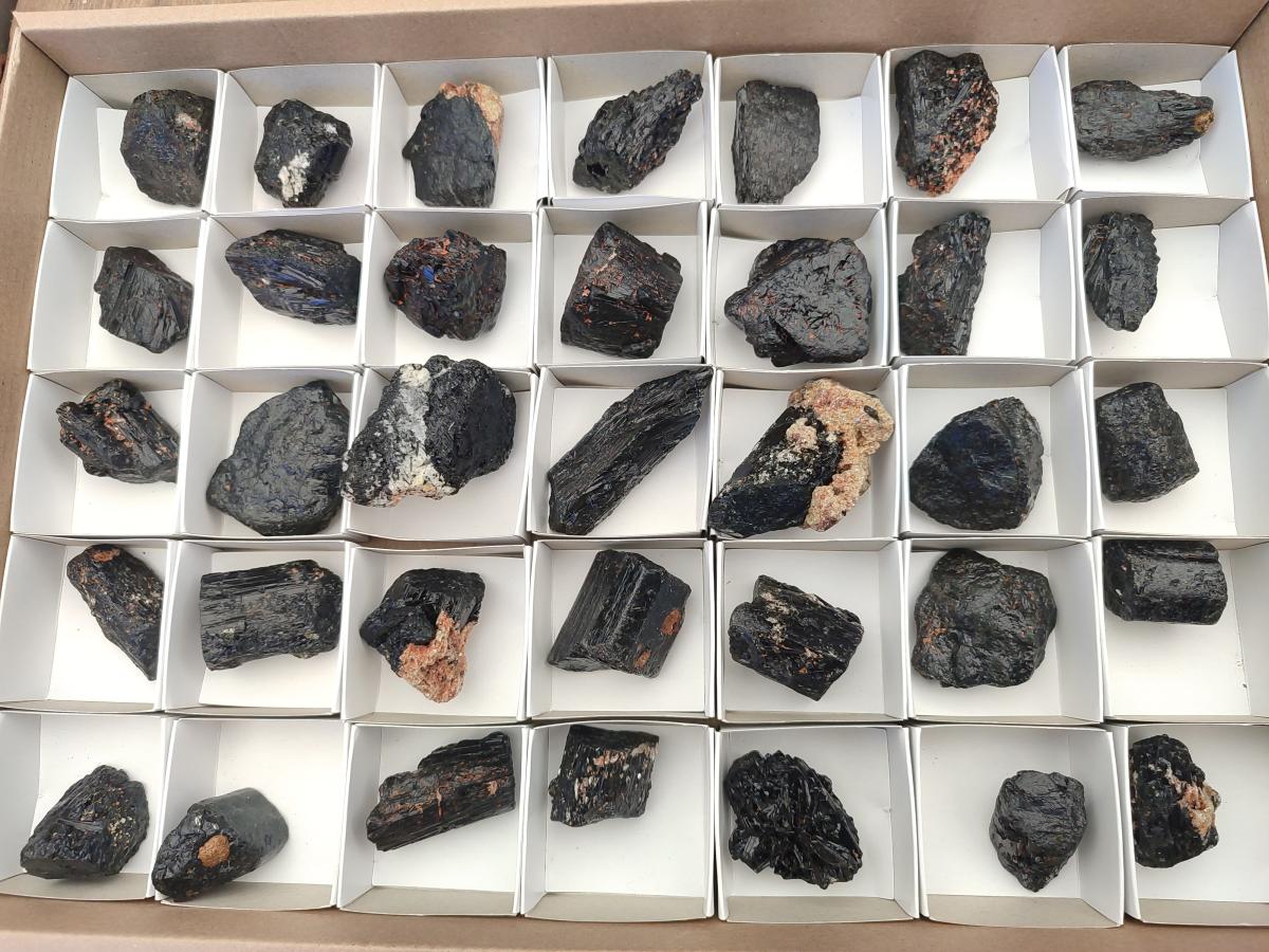 Natural Rough Black Tourmaline Crystals x 35 From Zambia