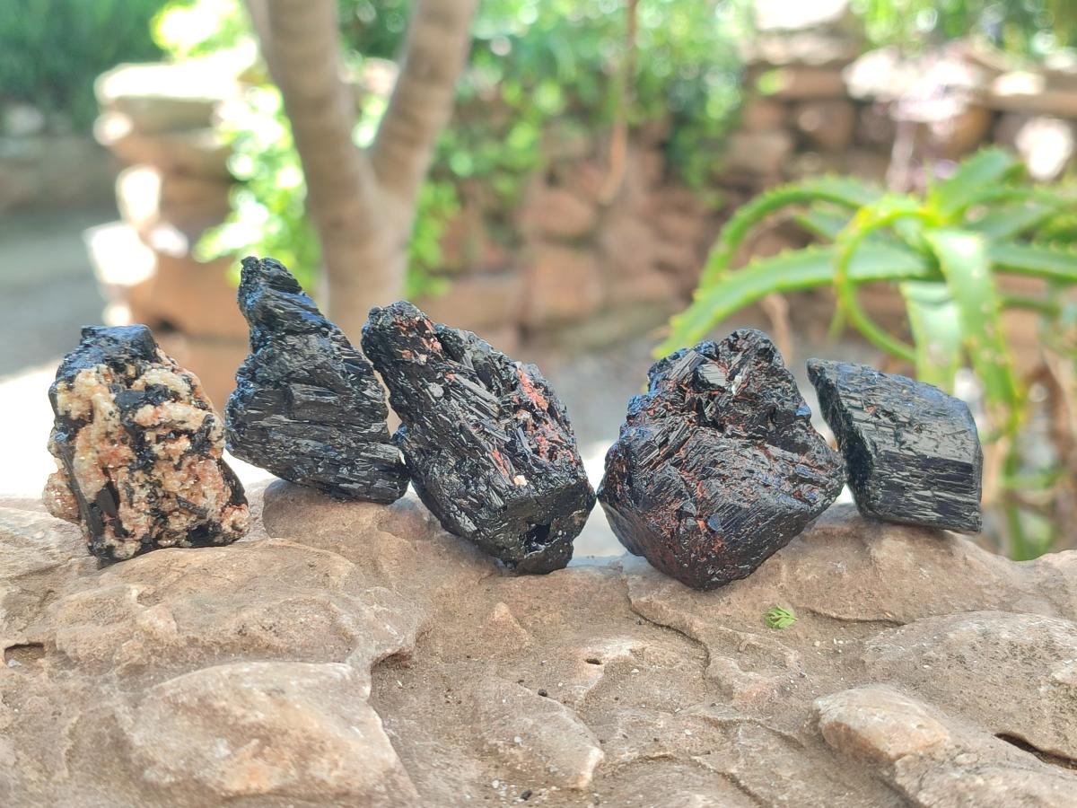 Natural Rough Black Tourmaline Crystals x 35 From Zambia