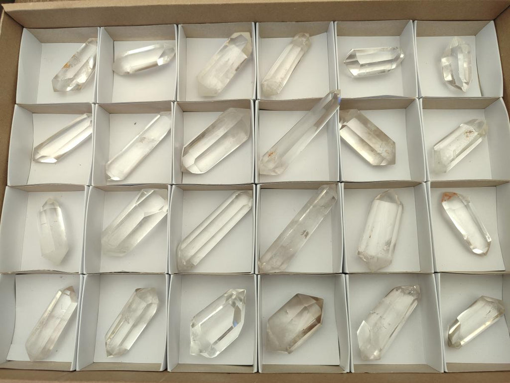 Polished Double Terminated Clear Quartz Crystals x 24 From Madagascar