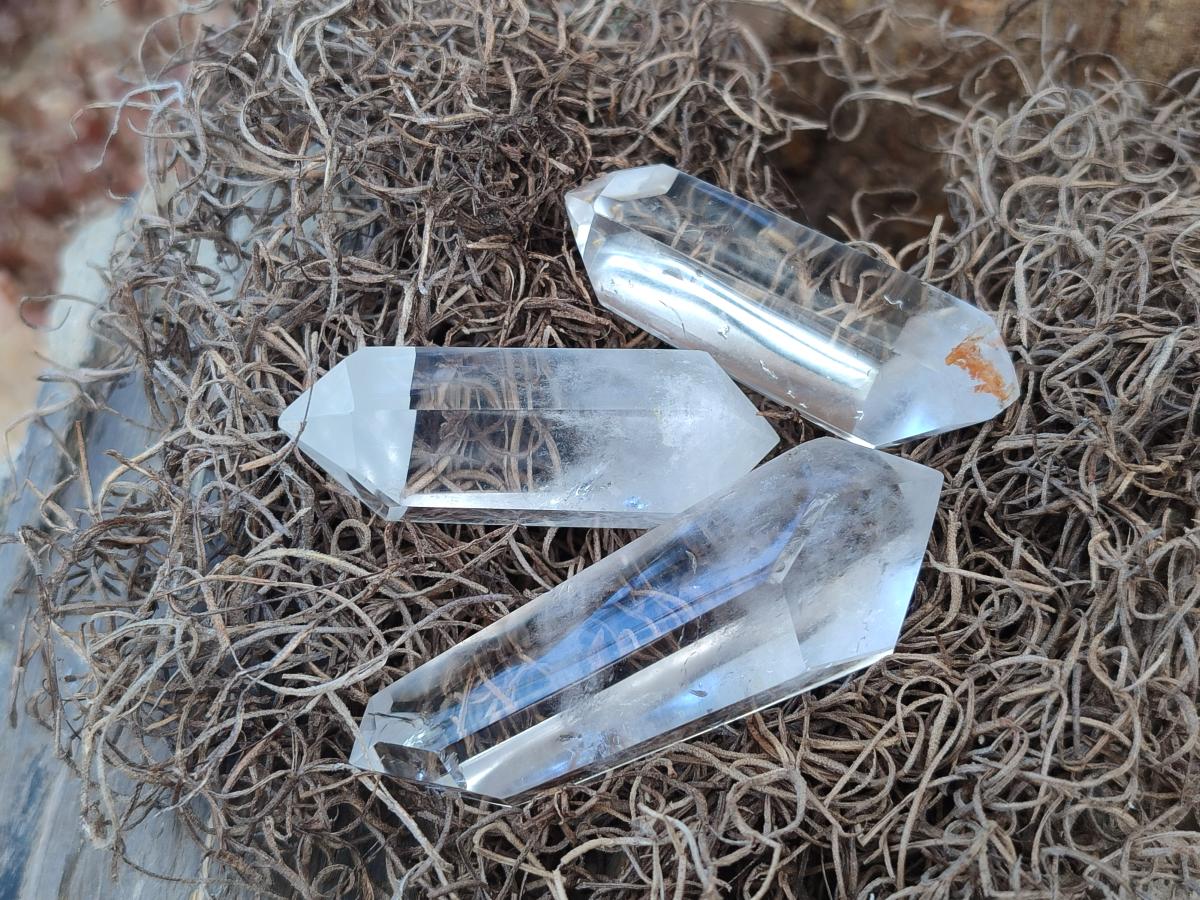 Polished Double Terminated Clear Quartz Crystals x 24 From Madagascar