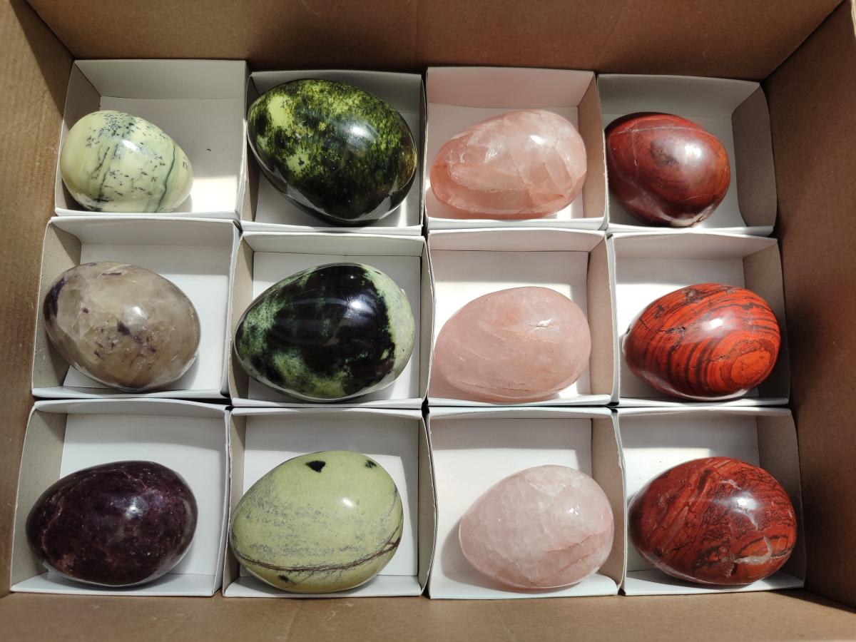 Polished Mix of Multi Mineral Eggs x 12 From Southern Africa